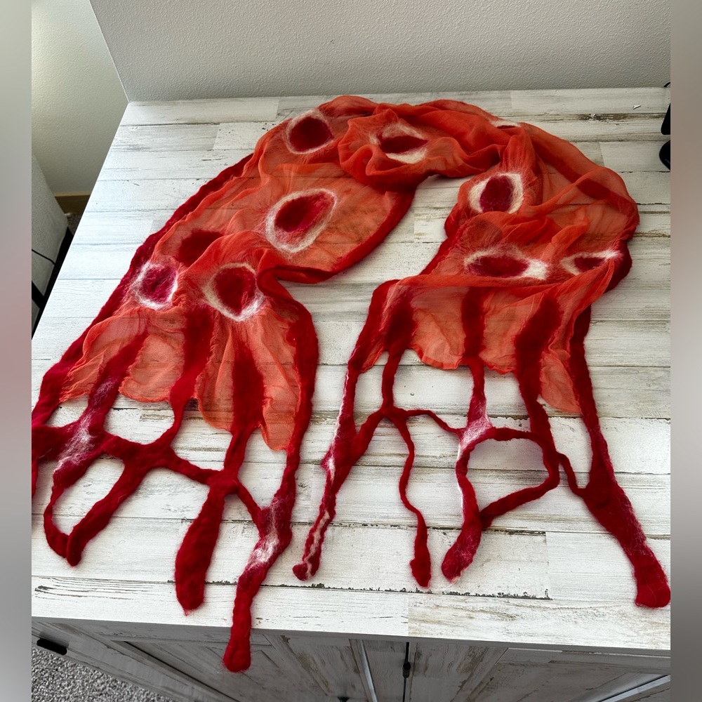 Artisanal felted decorative scarf
